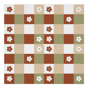 Herbstliche Blume Gingham Karo Pattern Poster