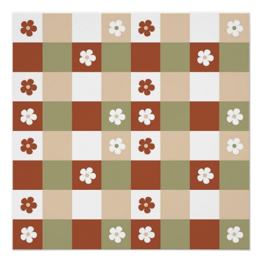 Herbstliche Blume Gingham Karo Pattern Poster (Vorderseite)
