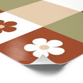 Herbstliche Blume Gingham Karo Pattern Poster (Ecke)