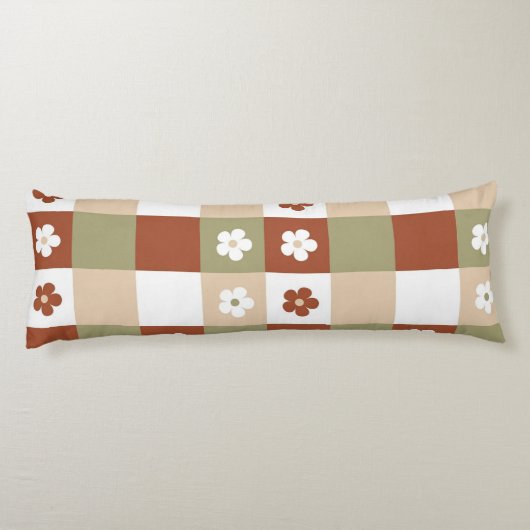 Herbstliche Blume Gingham Karo Pattern Seitenschläferkissen (Rückseite)