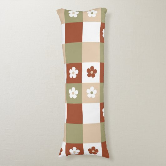 Herbstliche Blume Gingham Karo Pattern Seitenschläferkissen (Vorderseite Vertikal)