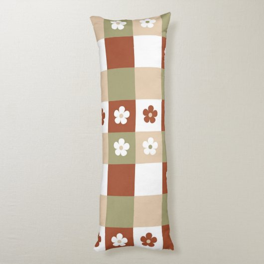 Herbstliche Blume Gingham Karo Pattern Seitenschläferkissen (Rückseite (Vertikal))