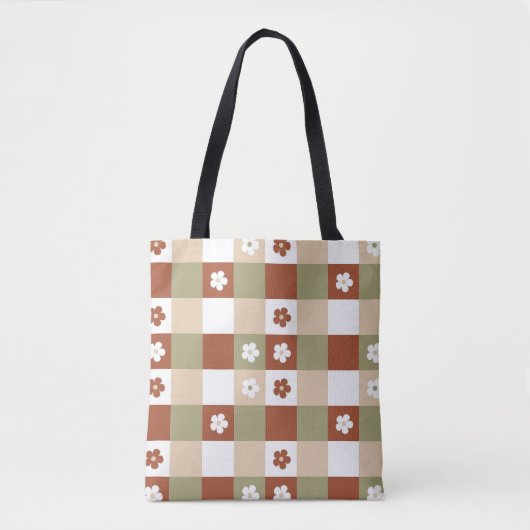 Herbstliche Blume Gingham Karo Pattern Tasche (Vorderseite)