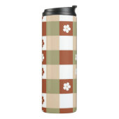 Herbstliche Blume Gingham Karo Pattern Thermosbecher (Nach links gedreht)