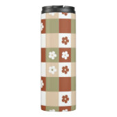 Herbstliche Blume Gingham Karo Pattern Thermosbecher (Rückseite)