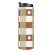 Herbstliche Blume Gingham Karo Pattern Thermosbecher (Nach rechts gedreht)
