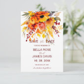 Herbstliche Blume Hochzeit speichern Datum Save The Date (Stehend Vorderseite)