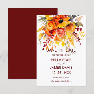 Herbstliche Blume Hochzeit speichern Datum Save The Date