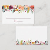 Herbstliche Blume Hochzeitsflatter Platzkarte, ora Platzkarte (Vorne/Hinten)