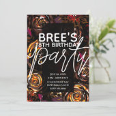 Herbstliche Blume im Dunklen Garten fallen Geburts Einladung (Stehend Vorderseite)