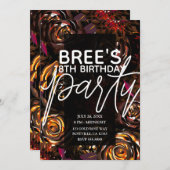 Herbstliche Blume im Dunklen Garten fallen Geburts Einladung (Vorne/Hinten)