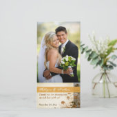 Herbstliche Blume, IMITATE Holzhochzeitkarte 2 Dankeskarte (Stehend Vorderseite)