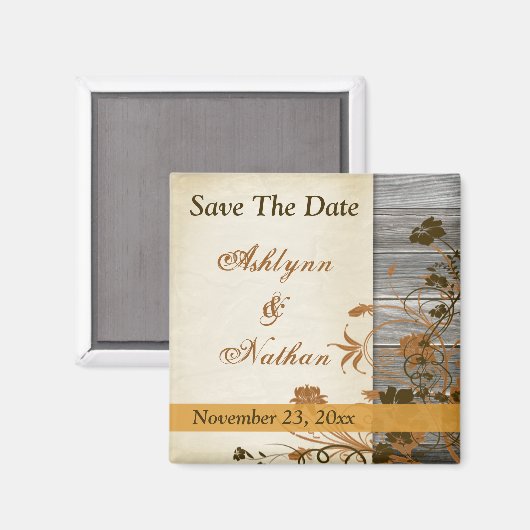 Herbstliche Blume, IMITATE Wood speichern das Datu Magnet (Vorderseite/Rückseite)