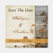 Herbstliche Blume, IMITATE Wood speichern das Datu Magnet (Vorne)