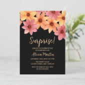 Herbstliche Blume jeder Altersüberraschung Schwarz Einladung (Stehend Vorderseite)
