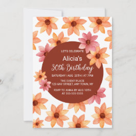 Herbstliche Blume jedes Alters Burgund Geburtstag Einladung