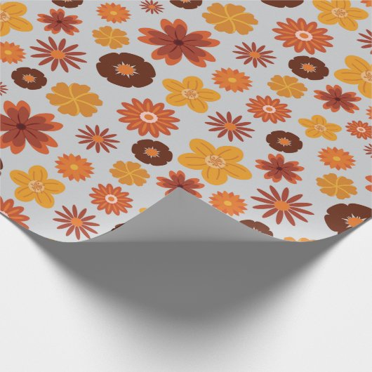 Herbstliche Blume leicht grau nahtloser Fall Geschenkpapier (Ecke)