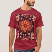 Herbstliche Blume Maroon T - Shirt (Vorderseite)