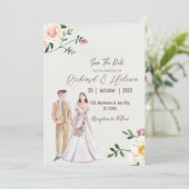 Herbstliche Blume mit Aquarellfarben und Hochzeit  Einladung (Stehend Vorderseite)