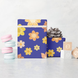 Herbstliche Blume Mitternacht blaues, nahtloses Ho Geschenkpapier