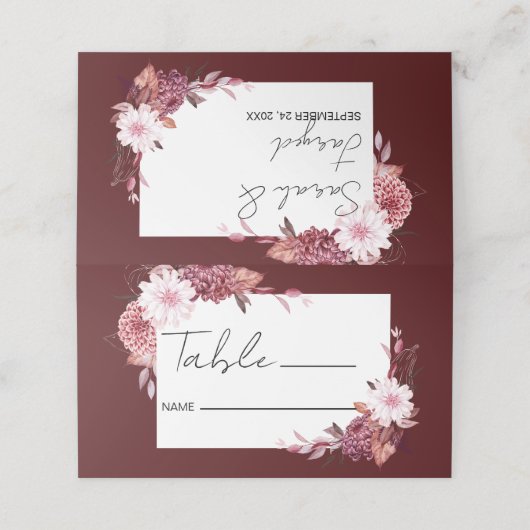 Herbstliche Blume Platzkarte (Außenseite Aufgefaltet)