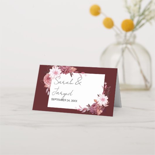 Herbstliche Blume Platzkarte (Rückseite)