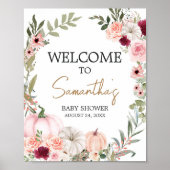 Herbstliche Blume Pumpkin Baby Dusche Willkommen Poster (Vorne)