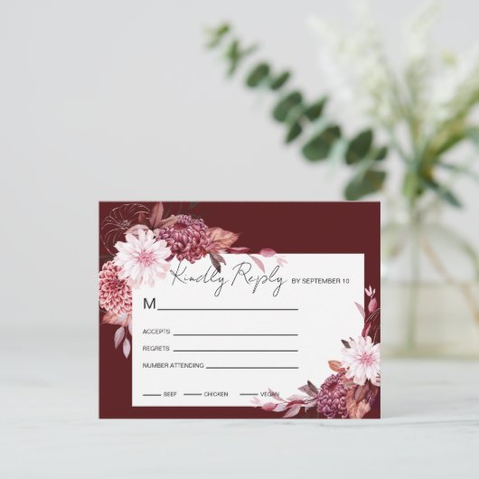Herbstliche Blume RSVP Karte (Stehend Vorderseite)