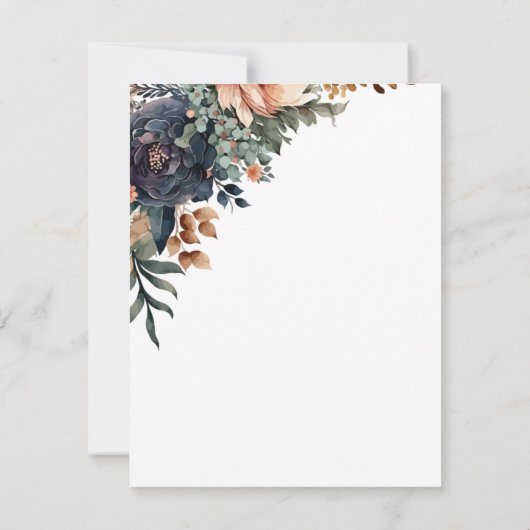 Herbstliche Blume, Ruhestand für Champagnergläser Einladung (Rückseite)