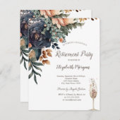 Herbstliche Blume, Ruhestand für Champagnergläser Einladung (Vorne/Hinten)