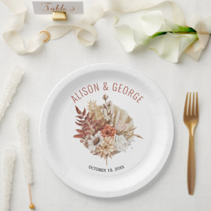 Herbstliche Blume, Terrakotta-Hochzeit im Herbst a Pappteller