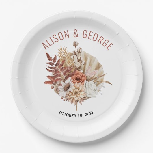 Herbstliche Blume, Terrakotta-Hochzeit im Herbst a Pappteller (Vorderseite)