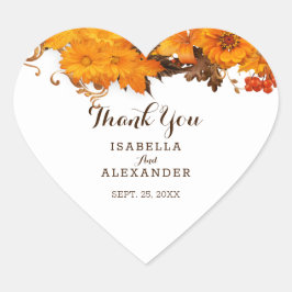 Herbstliche Blume und Beeren Herz-Aufkleber