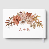 Herbstliche Blume und Blattwerk fallen erdig Gästebuch (Rückseite)