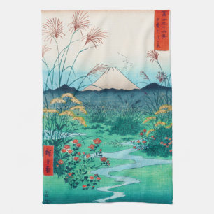 Herbstliche Blume und Fuji, Hiroshige, Ukiyo-e Geschirrtuch