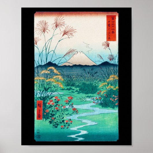 Herbstliche Blume und Fuji, Hiroshige, Ukiyo-e Poster (Vorne)