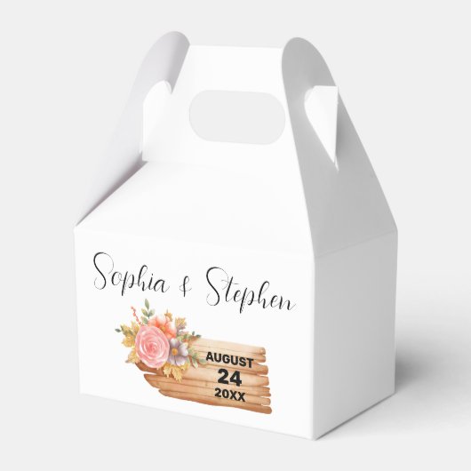 Herbstliche Blume und Holzsignatur Geschenkschachtel (Vorderseite)