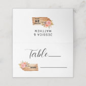 Herbstliche Blume und Holzsignatur Platzkarte (Außenseite Aufgefaltet)