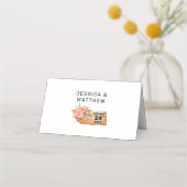 Herbstliche Blume und Holzsignatur Platzkarte (Rückseite)