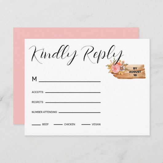 Herbstliche Blume und Holzsignatur RSVP Karte (Vorne/Hinten)