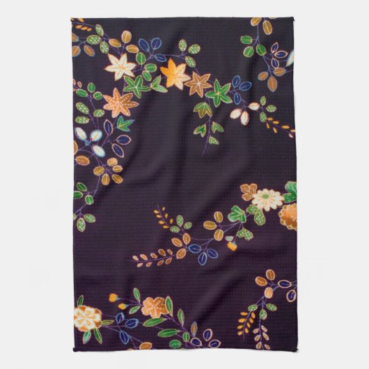 Herbstliche Blume und Leaf, japanisches Design Geschirrtuch (Vertikal)