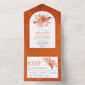 Herbstliche Blume und orangefarbene Hochzeit im He All In One Einladung (Innen Boden)