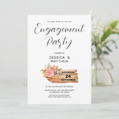 Herbstliche Blume und Verlobung der Holzsignatur Einladung (Stehend Vorderseite)