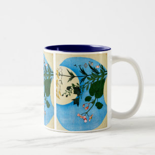 Herbstliche Blume vor dem Vollmond Zweifarbige Tasse