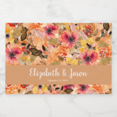 Herbstliche Blume Wasserfarbe Hochzeit Mini Schaumweinetikett (Einzelnes Label)