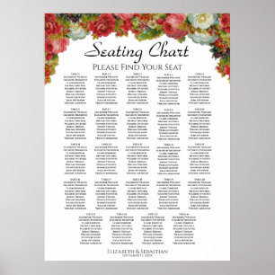 Herbstliche Blumen 24 Tisch Hochzeit Sitzordnung Poster