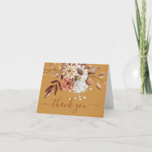 Herbstliche Blumen auf Gold Dankeskarte