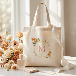 Herbstliche Blumen Brautjungfer Monogramm Tragetasche