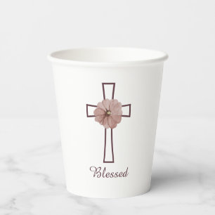 Herbstliche Blumen Christian Kreuz Pappbecher