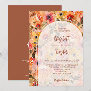 Herbstliche Blumen-Collage All-in-One-Hochzeitsein Einladung